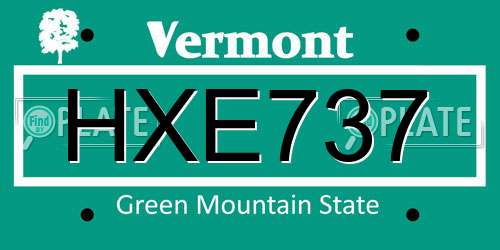 HXE737 Vermont License Plate