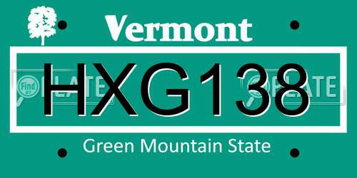 HXG138 Vermont License Plate