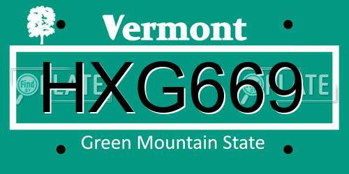 HXG669 Vermont License Plate