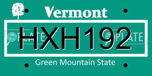 HXH192 Vermont License Plate