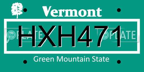 HXH471 Vermont License Plate