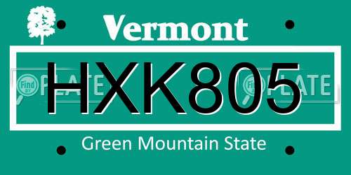 HXK805 Vermont License Plate