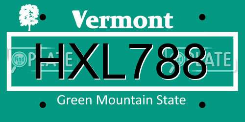 HXL788 Vermont License Plate