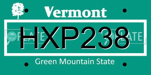 HXP238 Vermont License Plate