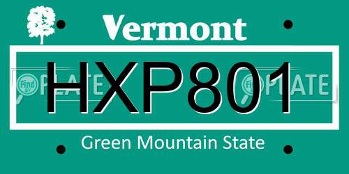 HXP801 Vermont License Plate