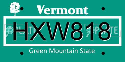 HXW818 Vermont License Plate