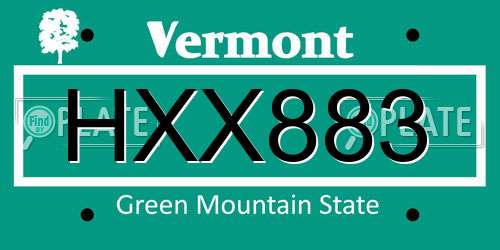 HXX883 Vermont License Plate