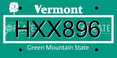HXX896 Vermont License Plate