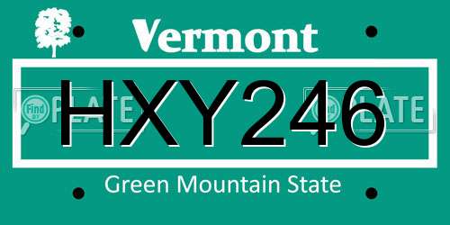 HXY246 Vermont License Plate