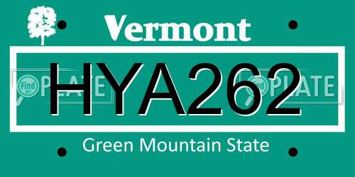 HYA262 Vermont License Plate