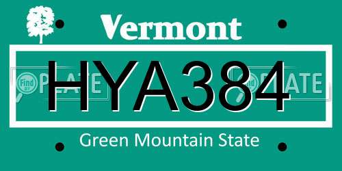 HYA384 Vermont License Plate