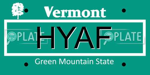 HYAF Vermont License Plate