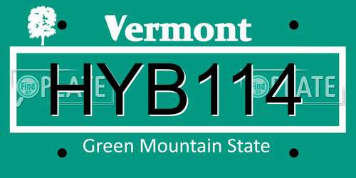 HYB114 Vermont License Plate