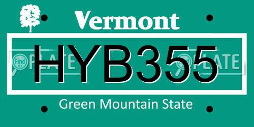 HYB355 Vermont License Plate