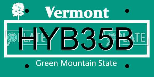 HYB35B Vermont License Plate