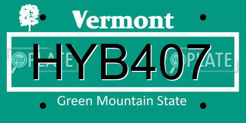 HYB407 Vermont License Plate