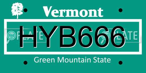 HYB666 Vermont License Plate