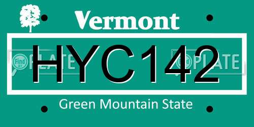 HYC142 Vermont License Plate