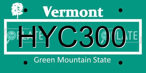 HYC300 Vermont License Plate
