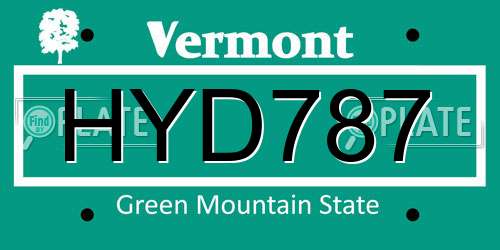 HYD787 Vermont License Plate