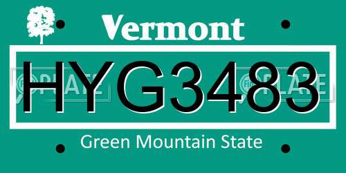 HYG3483 Vermont License Plate