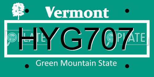 HYG707 Vermont License Plate