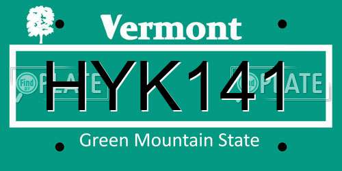 HYK141 Vermont License Plate