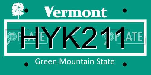 HYK211 Vermont License Plate