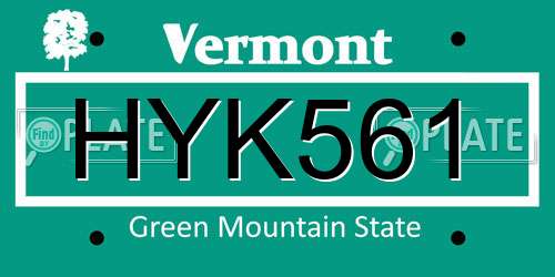 HYK561 Vermont License Plate
