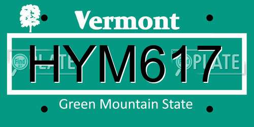 HYM617 Vermont License Plate