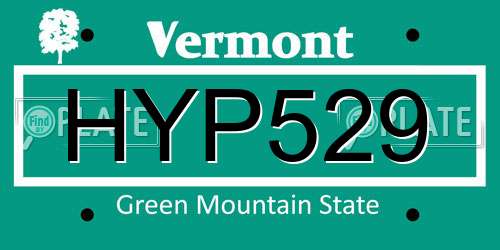 HYP529 Vermont License Plate
