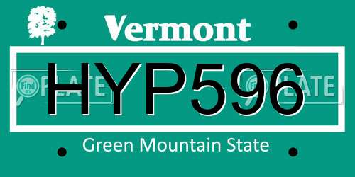 HYP596 Vermont License Plate