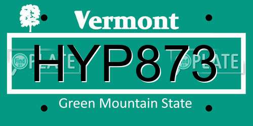 HYP873 Vermont License Plate