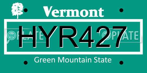 HYR427 Vermont License Plate