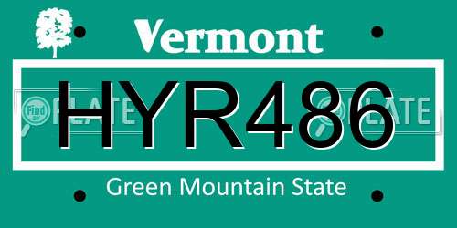 HYR486 Vermont License Plate