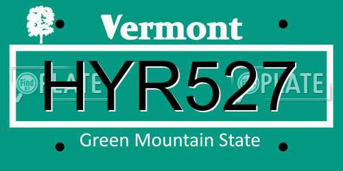 HYR527 Vermont License Plate
