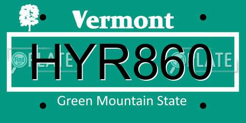 HYR860 Vermont License Plate