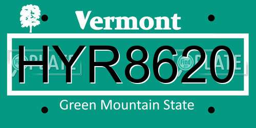 HYR8620 Vermont License Plate