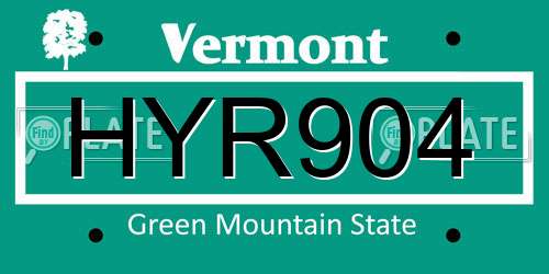 HYR904 Vermont License Plate