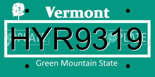 HYR9319 Vermont License Plate