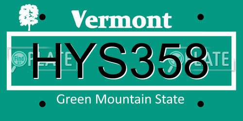 HYS358 Vermont License Plate