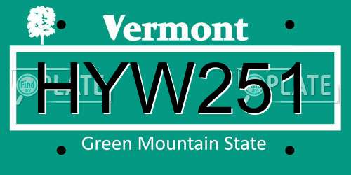 HYW251 Vermont License Plate