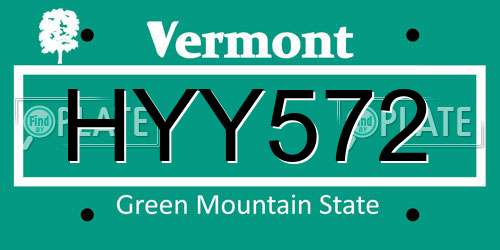 HYY572 Vermont License Plate