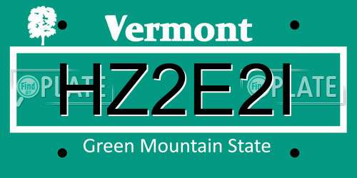 HZ2E2I Vermont License Plate