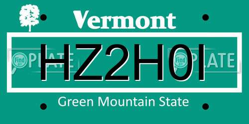 HZ2H0I Vermont License Plate