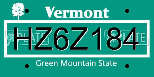 HZ6Z184 Vermont License Plate