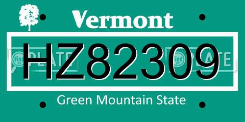 HZ82309 Vermont License Plate