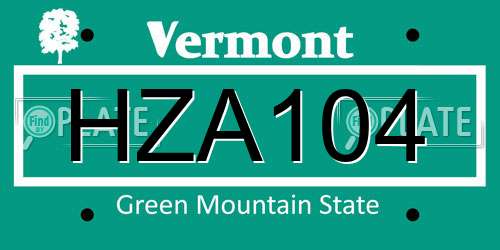 HZA104 Vermont License Plate