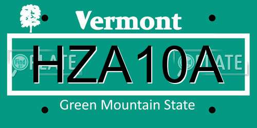 HZA10A Vermont License Plate