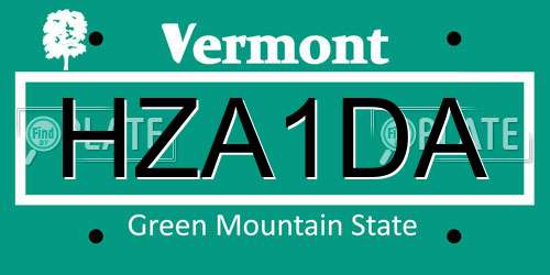HZA1DA Vermont License Plate